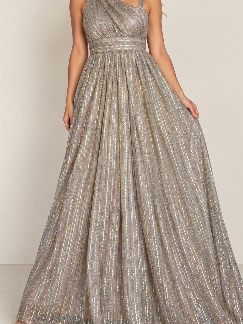 Honey and Rosie Size 14 Sequin One Shoulder Maxi Formal Dress NWT